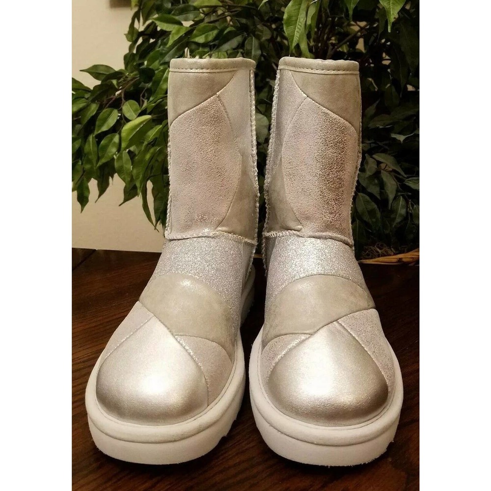 Ugg Womens Classic Patchwork Glitter Silver Spark… - image 3